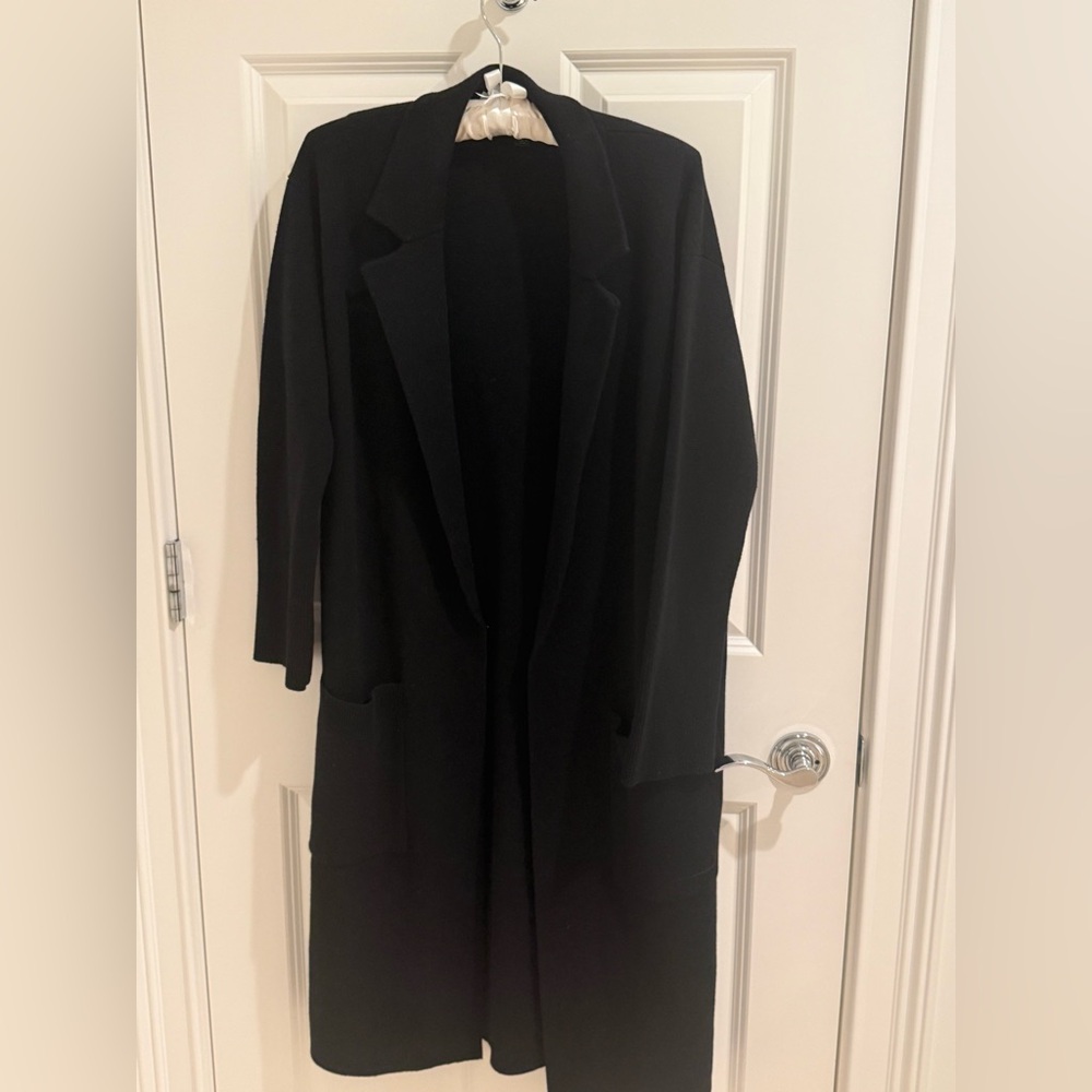 J.Crew Ella Open-Front Long Sweater-Blazer Black, XXS